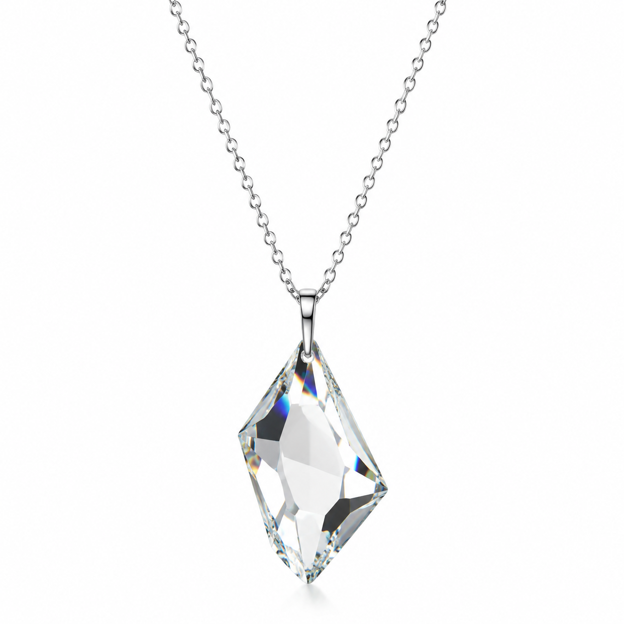 Geometric Cut Crystal Pendant Necklace