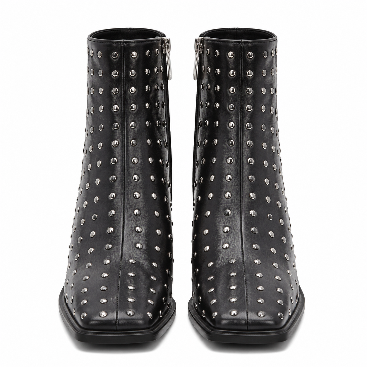 Black Studded Leather Ankle Boots