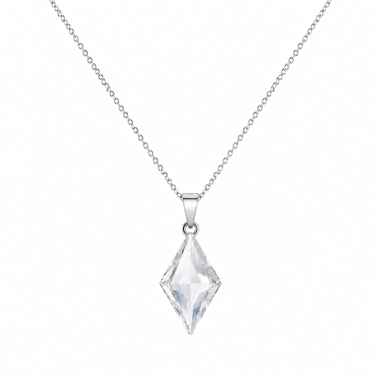 Geometric Cut Crystal Pendant Necklace