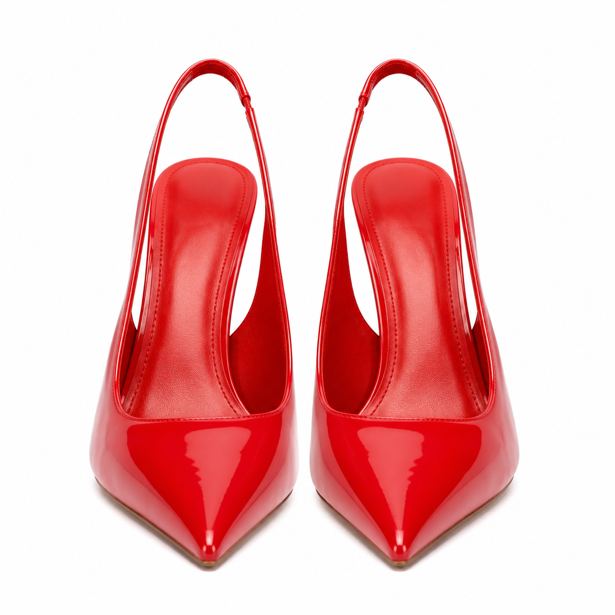Glossy Patent Leather Pointed-Toe Slingback Heels