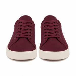 Burgundy Twill Lace-Up Casual Sneakers