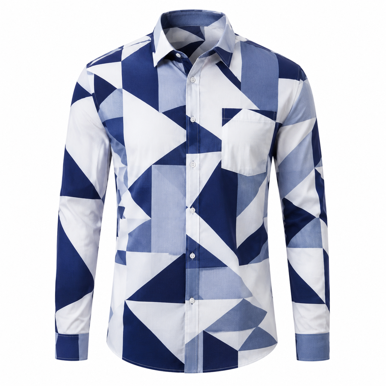 Geometric Print Long-Sleeve Shirt