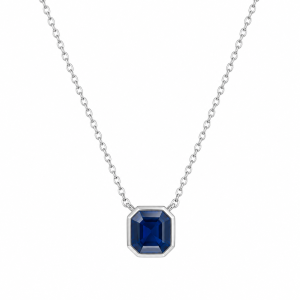 Geometric Cut Sapphire and Platinum Necklace