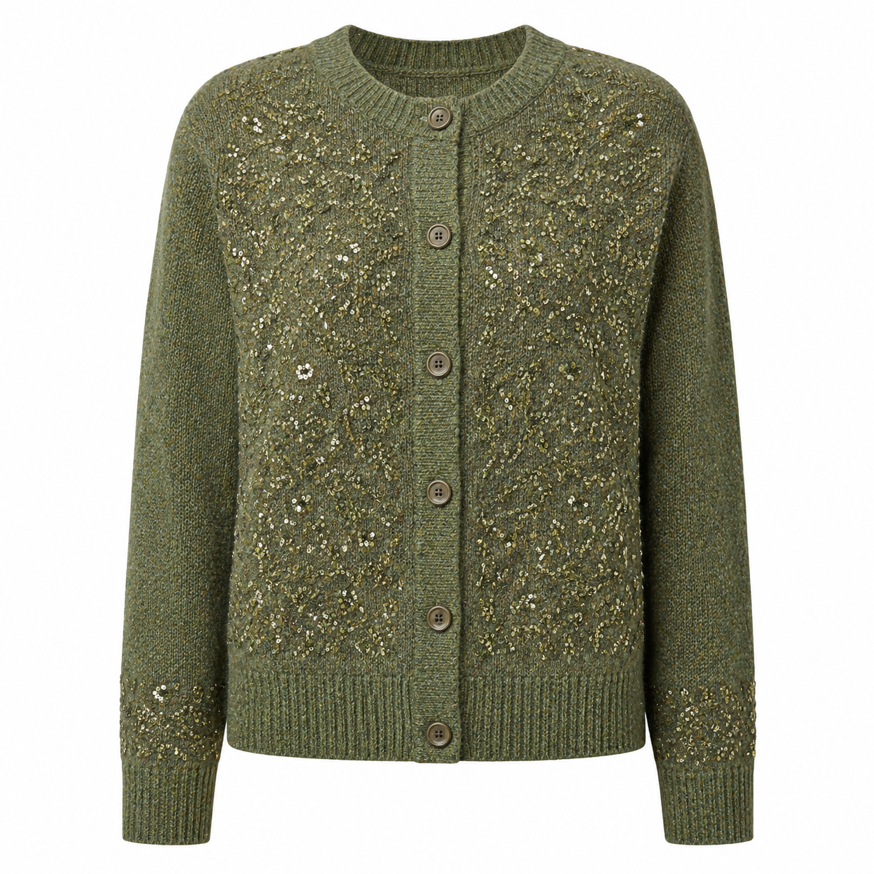 Sequin Embroidered Tweed Blend Cardigan