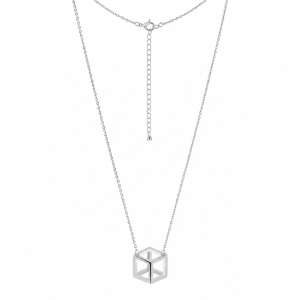 Geometric Cube Sterling Silver Necklace