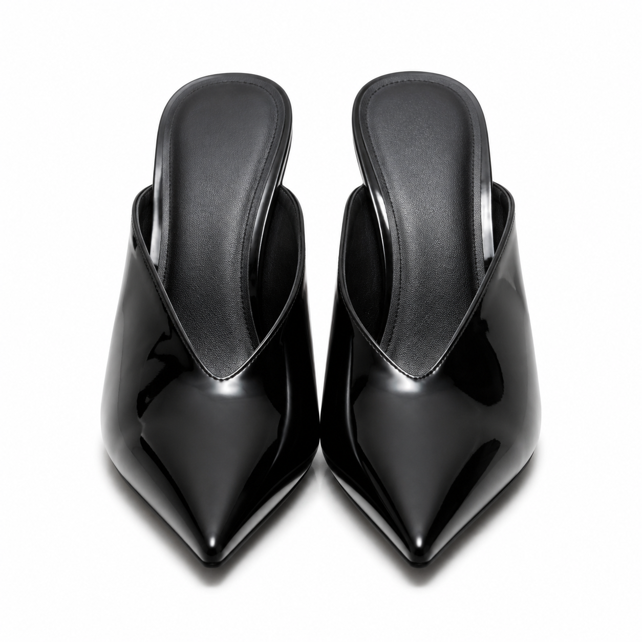 Patent Leather Stiletto Heeled Mules