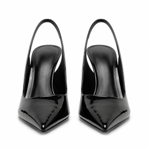 Patent Leather Pointed-Toe Slingback Mules